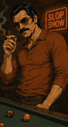 Boyd at a bar in a polo shirt, reflecting.