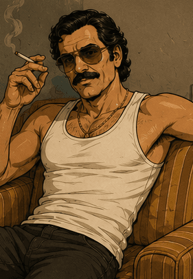Boyd in a tank top, summer setting.